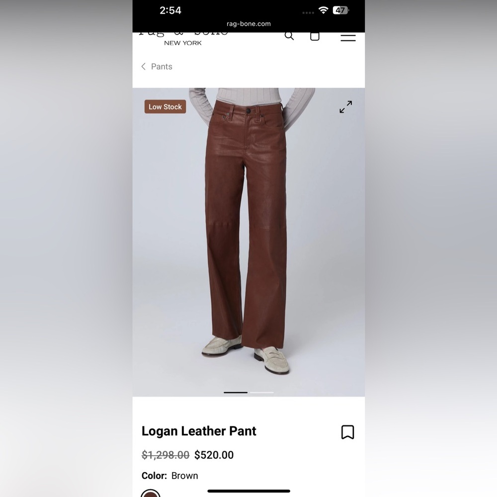Logan Leather Pants in Brown Rag & Bone